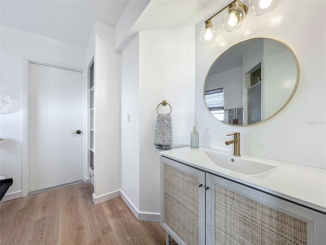 912 Ponderosa Pine Ln, Sarasota, FL 34243 - bathroom featuring wood finished floors and vanity