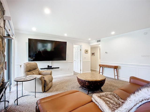 2220 Bahia Vista St Unit G4, Sarasota, FL 34239 - living area featuring crown molding, a decorative wall, and recessed lighting