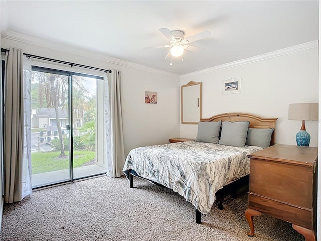 2220 Bahia Vista St Unit G4, Sarasota, FL 34239 - carpeted bedroom with access to outside, crown molding, multiple windows, and a ceiling fan