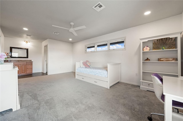 1484 Seafarer Dr, Osprey, FL 34229 - carpeted bedroom with recessed lighting and a ceiling fan