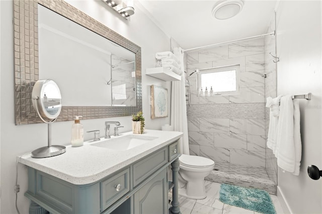 1112 Montezuma Dr, Bradenton, FL 34209 - bathroom with marble look tiles, vanity, and tiled shower