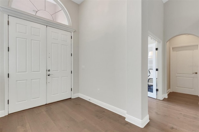8102 Waterview Blvd, Lakewood Ranch, FL 34202 - foyer featuring light wood-style flooring and a high ceiling