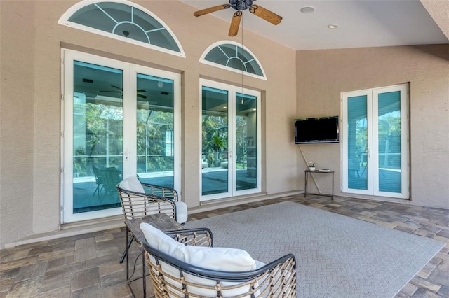 8102 Waterview Blvd, Lakewood Ranch, FL 34202 - view of patio with french doors and ceiling fan