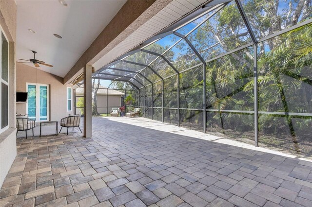 8102 Waterview Blvd, Lakewood Ranch, FL 34202 - view of patio with a lanai and ceiling fan