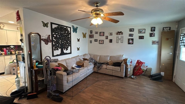 23067 Elmira Blvd, Punta Gorda, FL 33980 - living area with wood finished floors and ceiling fan
