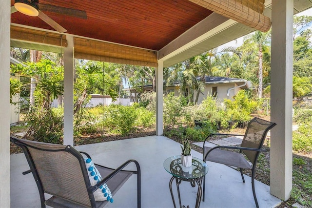 2866 E Rainbow Cir, Sarasota, FL 34231 - view of patio with ceiling fan