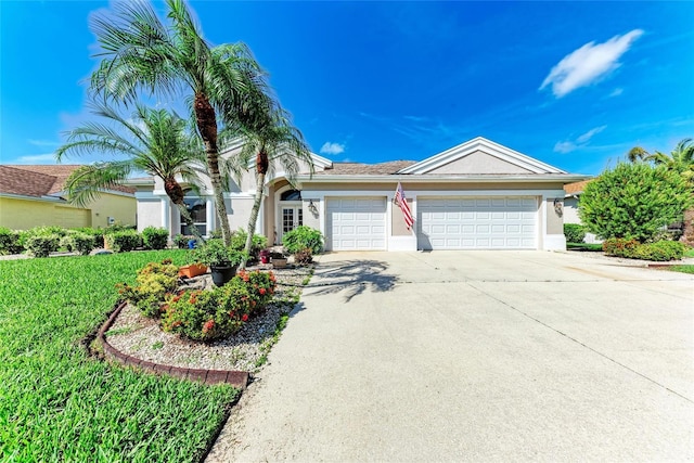 11915 Oak Ridge Dr, Parrish, FL 34219 - single story home featuring a garage, concrete driveway, stucco siding, and a front lawn