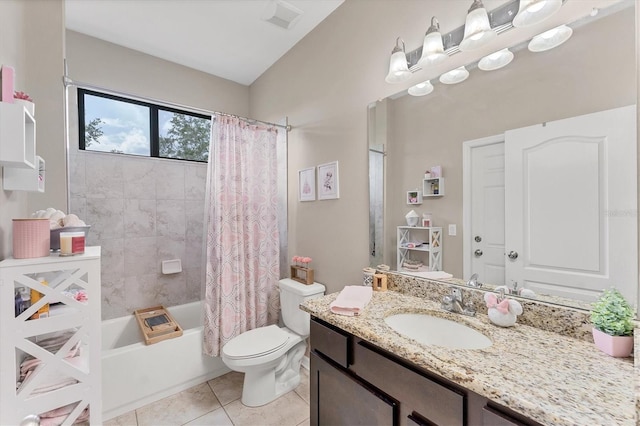 9123 Raes Creek Pl, Palmetto, FL 34221 - bathroom featuring vanity, tile patterned floors, and shower / tub combo with curtain