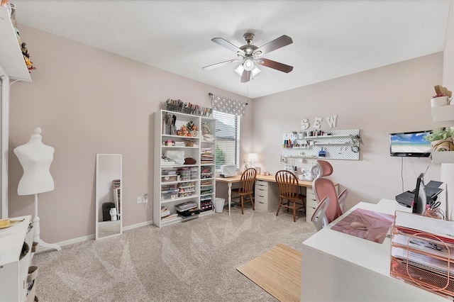 9123 Raes Creek Pl, Palmetto, FL 34221 - office area featuring ceiling fan and carpet flooring