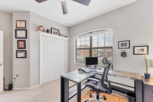 9123 Raes Creek Pl, Palmetto, FL 34221 - office area with ceiling fan and light carpet