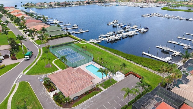 1512 3rd Street Cir E, Palmetto, FL 34221 - drone / aerial view of a marina and a nearby body of water