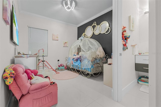 17204 Bullhorn Cir, Punta Gorda, FL 33982 - bedroom with ornamental molding and tile patterned floors