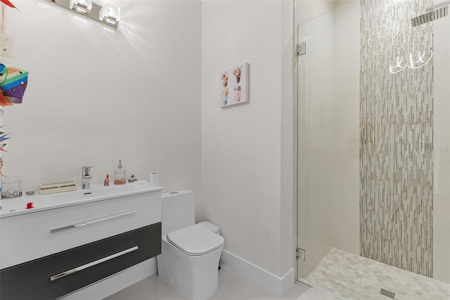 17204 Bullhorn Cir, Punta Gorda, FL 33982 - bathroom with a shower stall, tile patterned flooring, and vanity