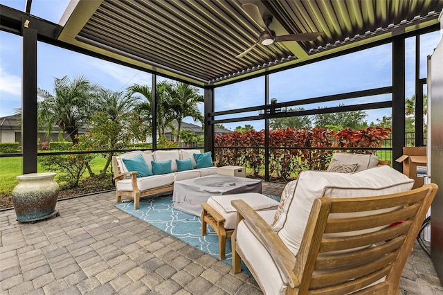 17204 Bullhorn Cir, Punta Gorda, FL 33982 - view of patio with outdoor lounge area and ceiling fan