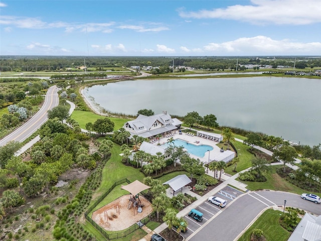 17204 Bullhorn Cir, Punta Gorda, FL 33982 - aerial overview of property's location featuring a large body of water and a pool area