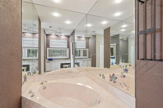 25433 Colon Dr, Punta Gorda, FL 33983 - full bath with a ceiling fan, a bath, vanity, and recessed lighting
