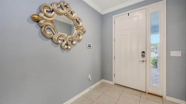 5910 Hevena Ct, Palmetto, FL 34221 - foyer entrance featuring ornamental molding and light tile patterned floors