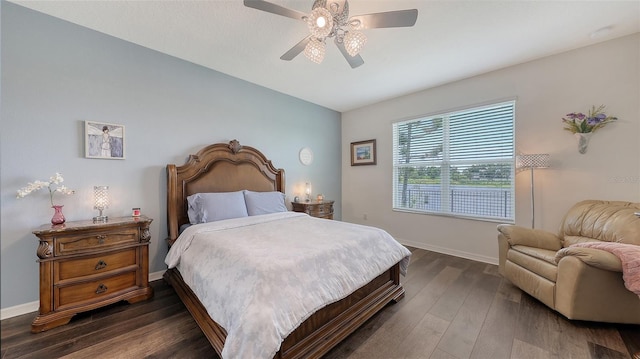 5910 Hevena Ct, Palmetto, FL 34221 - bedroom with dark wood-style floors and a ceiling fan