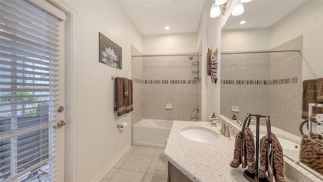 5910 Hevena Ct, Palmetto, FL 34221 - bathroom with tile patterned floors, vanity, and  shower combination