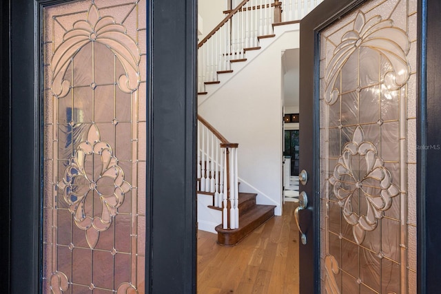 9122 16th Avenue Cir NW, Bradenton, FL 34209 - entrance foyer with hardwood / wood-style flooring and stairs
