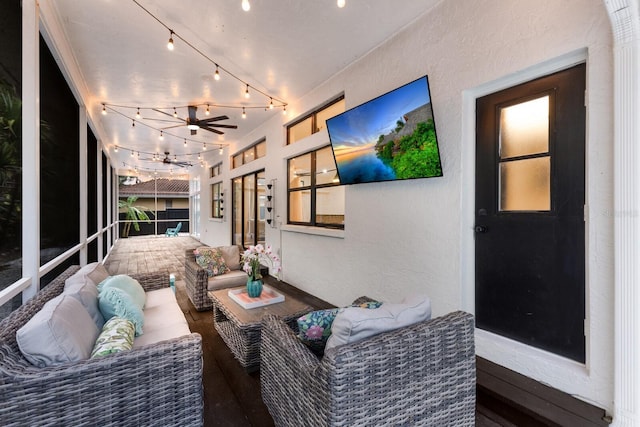 9122 16th Avenue Cir NW, Bradenton, FL 34209 - sunroom featuring ceiling fan and an outdoor hangout area