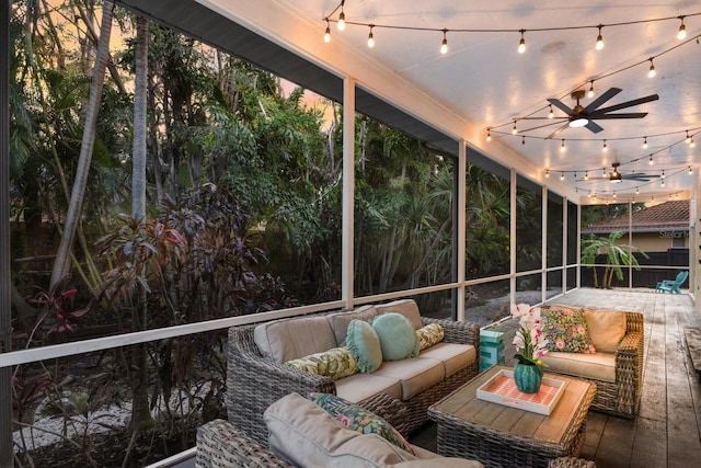 9122 16th Avenue Cir NW, Bradenton, FL 34209 - sunroom with outdoor lounge area and ceiling fan