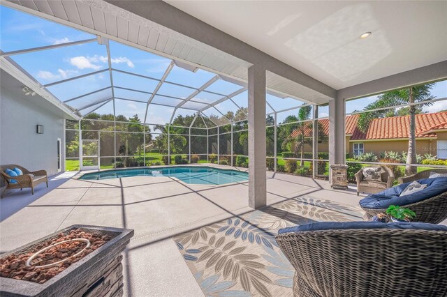 8924 Misty Creek Dr, Sarasota, FL 34241 - swimming pool featuring a patio area, a lanai, and outdoor lounge area