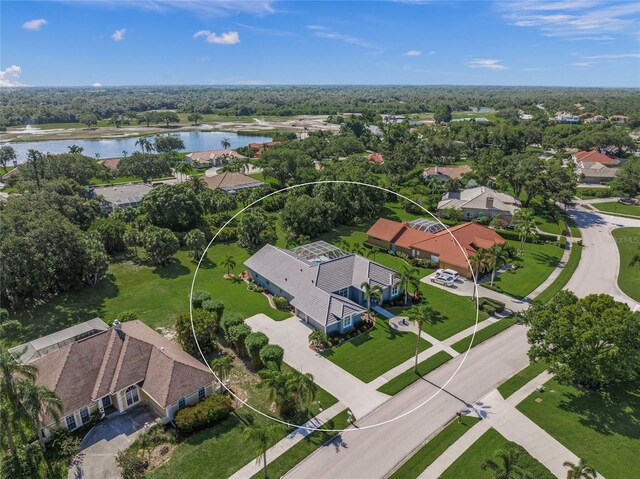 8924 Misty Creek Dr, Sarasota, FL 34241 - aerial view of residential area featuring a nearby body of water