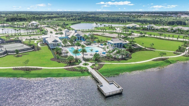 8045 Nevis Run, Bradenton, FL 34202 - aerial view of a pool area and a large body of water