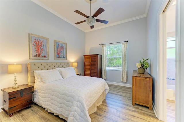 20207 71st Ave E, Bradenton, FL 34211 - bedroom featuring crown molding, light wood-type flooring, and ceiling fan