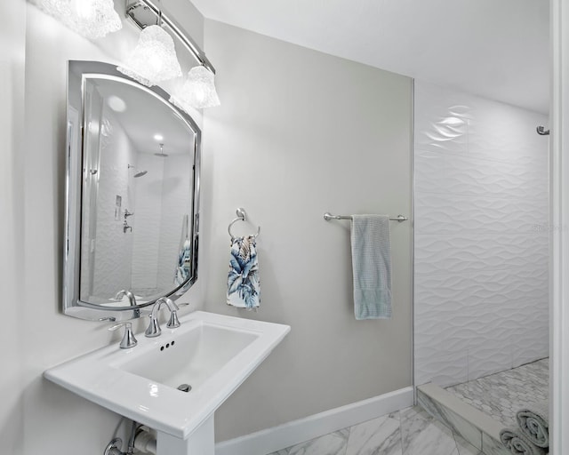 3959 Somerset Dr Unit 5, Sarasota, FL 34242 - bathroom with a stall shower and marble look tiles