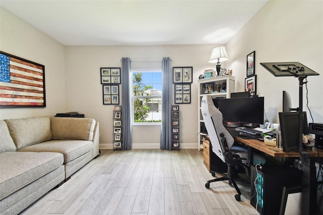 5802 Alabaster Stone Ln, Apollo Beach, FL 33572 - office with light wood-style flooring and baseboards