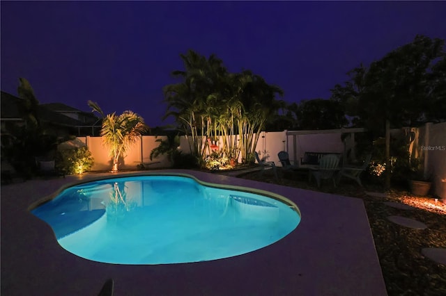 5419 Lakehurst Ct, Palmetto, FL 34221 - pool at night with a fenced backyard