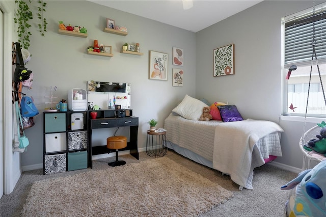 5419 Lakehurst Ct, Palmetto, FL 34221 - carpeted bedroom with baseboards and a ceiling fan