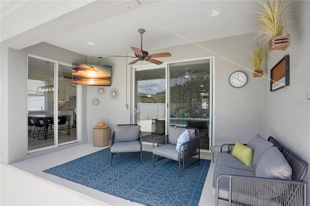 5419 Lakehurst Ct, Palmetto, FL 34221 - view of patio / terrace with outdoor lounge area and ceiling fan