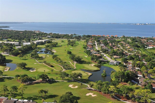 5839 Los Verdes Ct, Bradenton, FL 34210 - aerial view of property's location with a large body of water, a golf course, and nearby suburban area