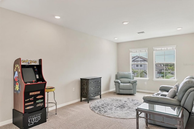 12564 Night View Dr, Sarasota, FL 34238 - carpeted living area featuring baseboards and recessed lighting
