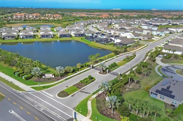 12564 Night View Dr, Sarasota, FL 34238 - aerial perspective of suburban area with a large body of water