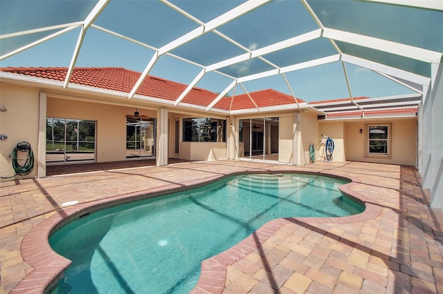 2148 Date Palm Way, Venice, FL 34292 - swimming pool with a patio, ceiling fan, and glass enclosure