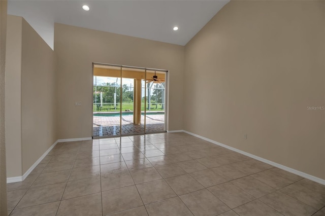 2148 Date Palm Way, Venice, FL 34292 - unfurnished room featuring light tile patterned floors, recessed lighting, and a towering ceiling