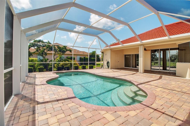2148 Date Palm Way, Venice, FL 34292 - swimming pool featuring a patio and a ceiling fan