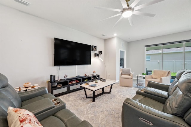 4405 Weathered Moss Gln, Palmetto, FL 34221 - living room with a ceiling fan and baseboards
