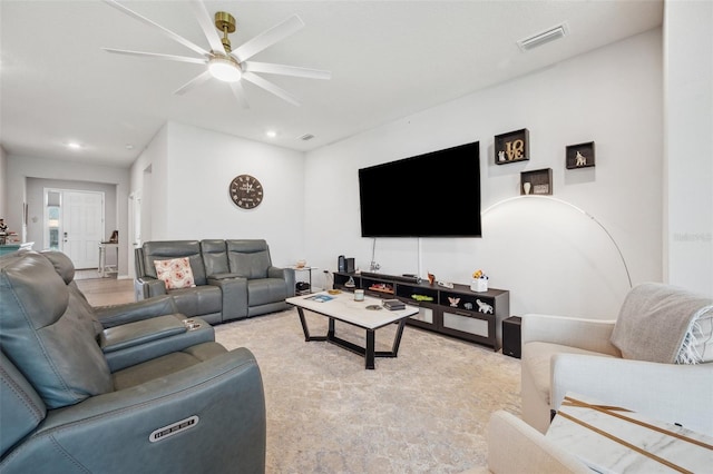 4405 Weathered Moss Gln, Palmetto, FL 34221 - living area with a ceiling fan and recessed lighting