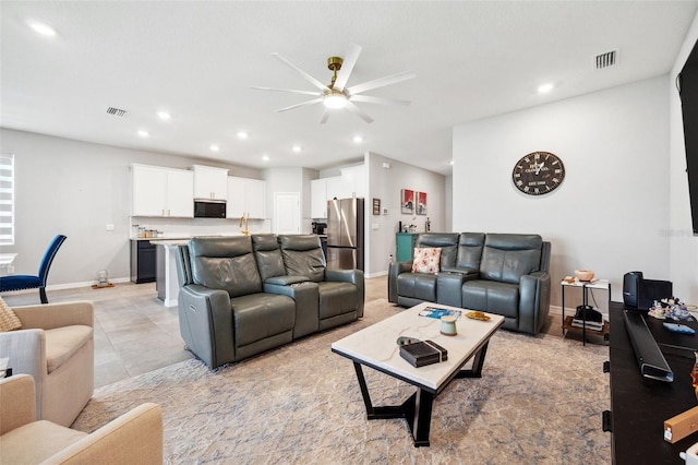 4405 Weathered Moss Gln, Palmetto, FL 34221 - living area with a ceiling fan and recessed lighting