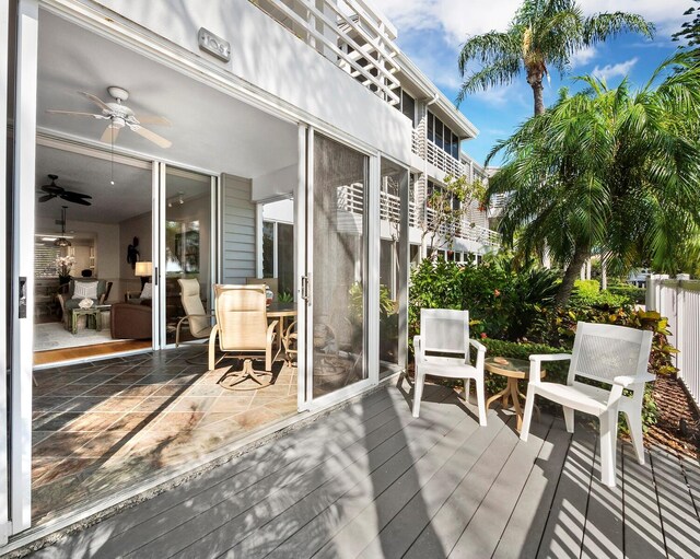 615 Dream Island Pl Unit 105, Longboat Key, FL 34228 - deck featuring ceiling fan