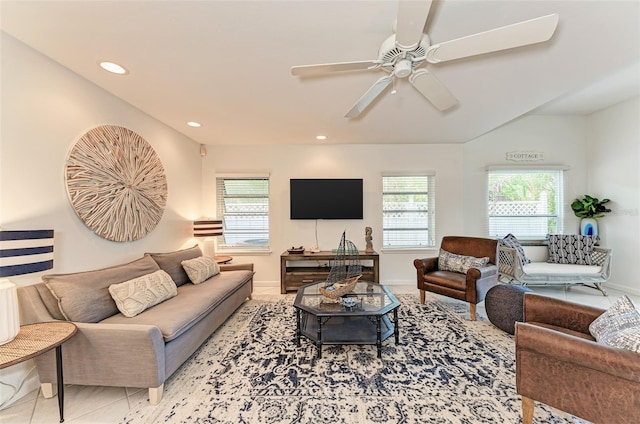160 Coolidge Dr, Sarasota, FL 34236 - living area with healthy amount of natural light, ceiling fan, and recessed lighting