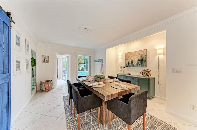 160 Coolidge Dr, Sarasota, FL 34236 - dining room featuring crown molding and light tile patterned floors