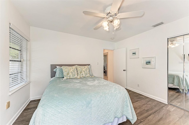 160 Coolidge Dr, Sarasota, FL 34236 - bedroom with wood finished floors, a closet, and ceiling fan