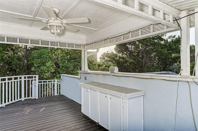 160 Coolidge Dr, Sarasota, FL 34236 - wooden terrace with a ceiling fan