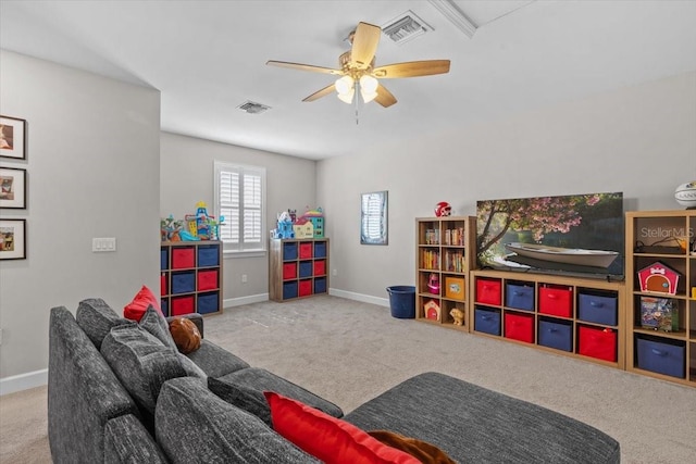 3344 Anchor Bay Trl, Bradenton, FL 34211 - recreation room featuring carpet flooring and ceiling fan